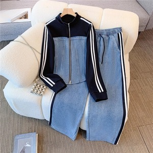 Completi <span class=keywords><strong>Eleganti</strong></span> da <span class=keywords><strong>Donna</strong></span> Autunnali con Top e Pantaloni Aderenti in Denim Patchwork <span class=keywords><strong>Abbigliamento</strong></span> all'Ingrosso - Product Image 3