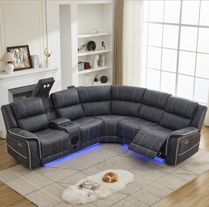 Fabricante de Sofás Esquineros Reclinables de Lujo con Masaje Eléctrico, Extensibles, con LED y Bluetooth para Cine en Casa - Product Image 1