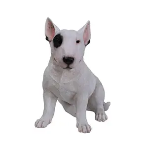 Patung Anjing Model Bull Terrier Seni Resin Hidup Ornamen Taman Patung Hewan Grosir