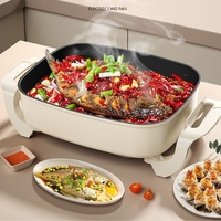 Prix usine marmite électrique tout-en-un antiadhésif Barbecue cuisinière quadrangulaire ménage poêle électrique