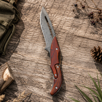 Couteau pliant ambidextre en acier de Damas avec manche en bois, couteau de poche mécanique magique, outil de cuisine pour éplucher, cadeau unique fait main