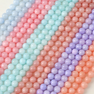 Nuovo <span class=keywords><strong>calcedonio</strong></span> colorato 10mm <span class=keywords><strong>pietra</strong></span> naturale sfusa perline rotonde per braccialetto - Product Image 2
