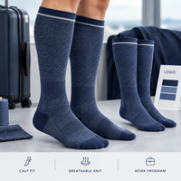 Chaussettes de compression graduée pour mollets, idéales pour le voyage, noires et ivoire, en Spandex et Nylon, avec manchette de soutien graduée et ajustement du bout du pied