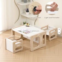 VSUCH Ensemble Table et 2 Chaises Montessori Modernes en Plastique pour Tout-Petits – Écologique, Sûr, Hauteur Réglable, Idéal Appartement et Chambre
