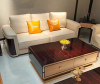 Table basse moderne de luxe en chêne Centre latéral unique Vente à chaud Base en acier inoxydable pour la maison Villa Meubles de salon de luxe