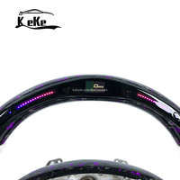 Volant en fibre de carbone forgé avec poudre violette LED et cuir lisse blanc pour les modèles Infiniti G35 G37 Coupé Berline 2007-2015