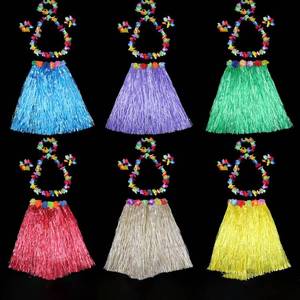 Disfraz de Luau Hawaiano HP para Adultos, Conjunto de Falda de Hierba Multicolor de 60 cm con Vestidos para Halloween y Personajes de Echo - Product Image 2