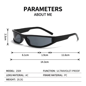 <span class=keywords><strong>Gafas</strong></span> <span class=keywords><strong>de</strong></span> <span class=keywords><strong>Sol</strong></span> Deportivas Envolventes Cyberpunk Y2K con Logotipo Personalizado Sunray, Bajo MOQ, Protección UV400, Marco Ligero <span class=keywords><strong>de</strong></span> PC, Lentes AC - Product Image 3