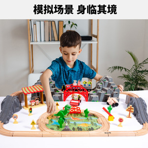 Set de Vías de Tren de Madera con Temática de Dinosaurios y Minas, 58 Piezas, para Niños de 2 a 4 Años - Product Image 4