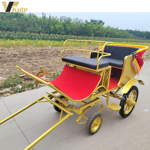 Chariot à 4 roues doré pour poney <span class=keywords><strong>miniature</strong></span>, chariot classique pour poney, calèche pour cheval de marathon, chariot pour cheval de traction touristique - Product Image 6