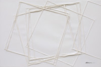 Peinture murale sur toile abstraite paysagère, art géométrique 3D minimaliste, peint à la main, en papier blanc entrelacé, sur fond blanc