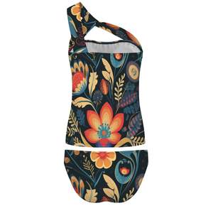 Image personnalisée Personnalisable Une Épaule Deux Pièces Maillot De Bain Respirant Maillot De Bain Taille Haute Bas Grandes Tailles XL Options Personnalisées Numériques - Product Image 5