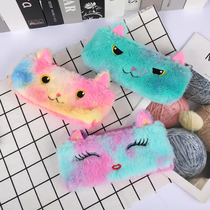 lovely gradient cat plush pencil case