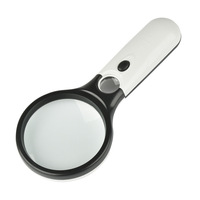 White Magnifying Glass Handheld Magnifier With 3 LED Light for Reading Magnifying Glass Jewelry Loupe