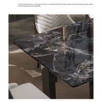 Table à manger moderne noire en marbre, fabriquée en Chine, pour salle à manger