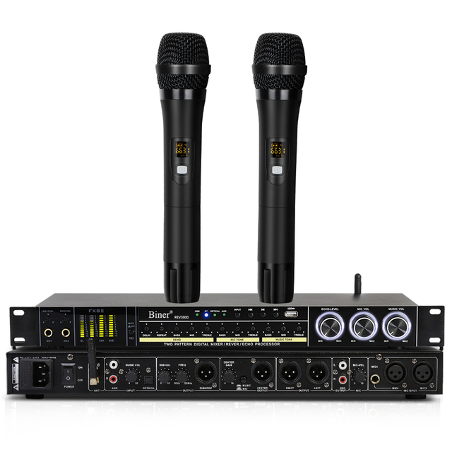 Biner REV3900 Professional Digital Karaoke Audio Effects Processor with 2 UHF Handheld Microphones