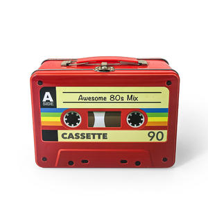 Jinyuanbao Vintage 80er Jahre Musik thema Metall Vorrats behälter für Geschenke Lebensmittel qualität Blechdose mit Griff & Schloss für Puzzles/Spielzeug - Product Image 1