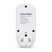 Protector de Voltaje Automático Monofásico, Enchufe de 16A 220V, Ajustable, con Pantalla LED de Sobrevoltaje/Sobrecorriente, Enchufe de Seguridad