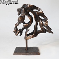 Figurine de tête de cheval en bronze Megbond en fonte, décoration de table abstraite en métal pour salon, technique de gravure, idéale pour les fêtes