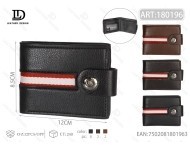 Portafoglio da uomo a bottone singolo in vera pelle con chiusura a scatto, confezione regalo - Product Image 1