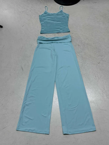 Fashion Women Stripe Camisole Top Wide Leg Pants <b>Set</b> Casual Two Piece Outfit Summer Vacation Lounge Wear Matching <b>Set</b> - Product Image 6