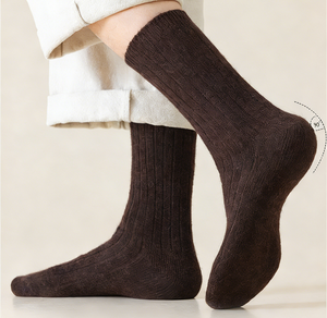 Chaussettes <span class=keywords><strong>mi</strong></span>-mollet en laine mélangée personnalisées, motif côtelé épais pour hommes et femmes, décontractées, absorbant la transpiration, hiver - Product Image 1