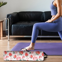 Sac de transport portable pour tapis de yoga à imprimé fraises avec bandoulière, sac de rangement pour fitness, gym et voyage