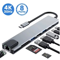 Base de Conexión USB-C 8 en 1 BAJEAL con Aleación de Aluminio, Ethernet 4K 30Hz, USB 3.0, Carga PD, Garantía de 12 Meses para MacBook - En Stock