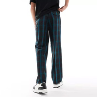 Couper et coudre 100% coton décontracté Smart Zip Fly taille haute jambe large vérifier homme pantalon