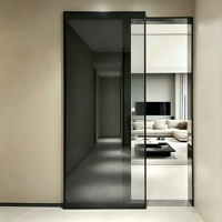 Porte coulissante sans rail en or brossé de qualité professionnelle avec système d'amortissement à fermeture douce pour cloison de dressing moderne