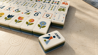 Jeu de Mahjong Géométrique Moderne avec 160 Tuiles en Acrylique, Style Art du Milieu du Siècle, et Sac de Rangement Zippé pour Débutants
