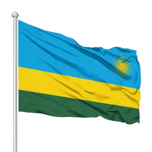 Rwanda国旗加厚涤纶亮色和UV十字线缝纫