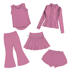 All'ingrosso pantaloni da Yoga traspiranti di colore personalizzato per ragazze Leggings Flare per bambini con <span class=keywords><strong>giacche</strong></span> set di abbigliamento sportivo per bambine - Product Image 2