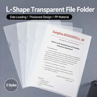 Carpeta transparente en forma de L, organizador de documentos A4, funda para archivos extra gruesa