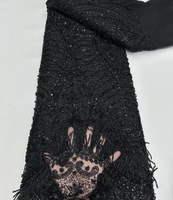 Dentelle française populaire avec sequins et perles, 5 yards, tissus de dentelle pour femmes, collection août 2026
