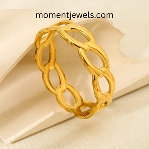 18K Gold Plated Waterproof Stainless Steel <b>Bangle</b> Non Tarnish Chunky Geometric Line Bracelet for Women Stylish Jewelry - Product Image 2