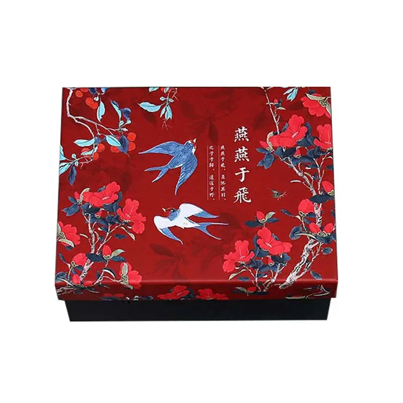 Caja de regalo bordada de estilo chino vintage: ideal para recuerdos de boda, regalos de acompañamiento y embalaje de regalo grande (caja vacía)