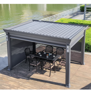 Pérgola Motorizada con Techo de Láminas Ajustables y Diseño Impermeable para Uso en Exteriores, Pérgola Eléctrica, Gazebo - Product Image 1