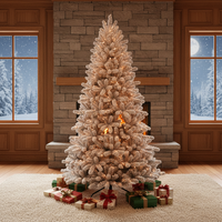 Sapin de Noël artificiel réaliste de luxe, floqué, pré-éclairé, avec lumières LED blanc chaud, installation facile, effet neigeux