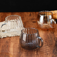 Mug à café en verre borosilicate simple paroi 400 ml, couleur unie, style américain portable, forme citrouille, pour le bureau et les voyages