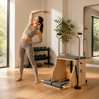 Chaise de Pilates Wunda pour studio de yoga, salle de sport à domicile, femmes, hommes, adultes, structure en chêne, cuir PU épaissi, durable, bien-être