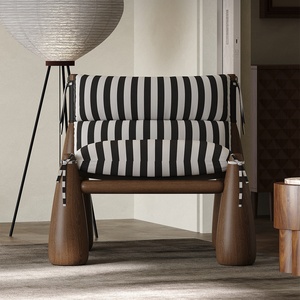 Sillón de Salón Moderno de Mediados de Siglo Hecho a Mano, Tela de Retazos, Patas Cónicas de Madera Maciza, Sillón Decorativo - Product Image 3