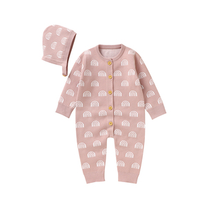 Ensemble de vêtements pour bébé Mimixiong OEKO-TEX, doux, unisexe, motif arc-en-ciel, pyjama en tricot pour bébé avec chapeau, ensemble 2 pièces pour filles et garçons - Product Image 3