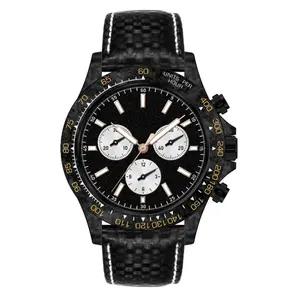 Hot Selling High Strength 100% Genuine Excellent Custom Logo Waterproof Watch Forged Carbon Fiber Chronograph Watch