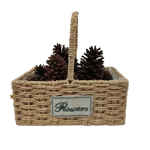 High quality home usage straw material handmade woven rattan fruit organizer seagrass storage basket with plastic liner