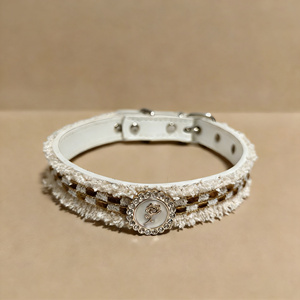 Collar para <span class=keywords><strong>Perro</strong></span> a Rayas Vintage - Collar Clásico Retro de Cuero PU para Perros Pequeños y Medianos - Product Image 4