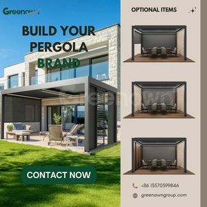 Pergola Bioklimatik Elektrik 5x3 yang Dipasang di Dinding dengan Lamella Aluminium untuk Taman Luar Ruangan - Product Image 3