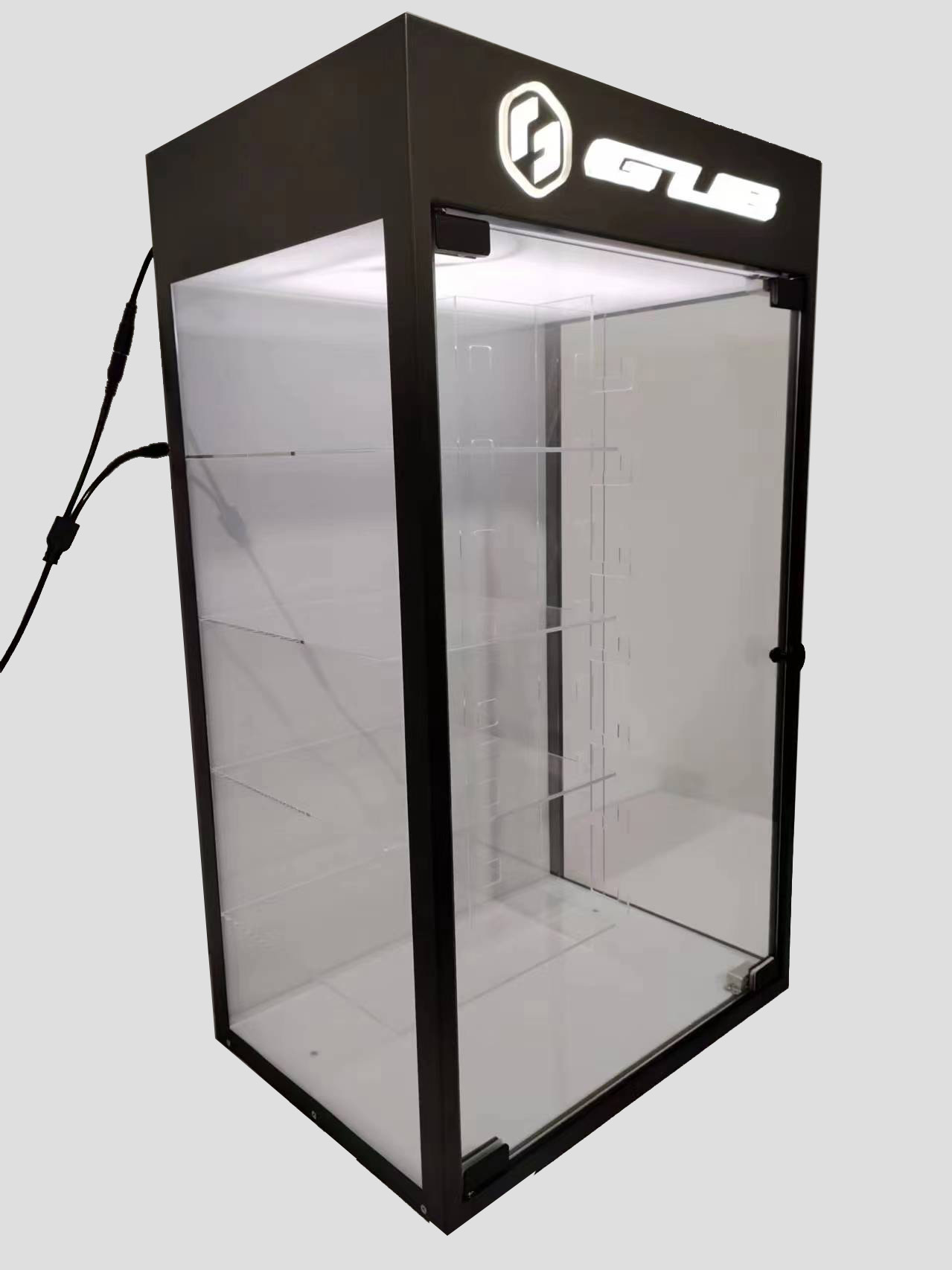 Glasses Display Stand Acrylic Plug Metal Display Racks 4 Tiers Glasses Shelf Floor Stand with LED Light for Retail Shop — view 4