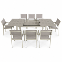 Ensemble de table à manger extérieure en aluminium extensible pour 8 personnes, mobilier de patio moderne, plateau extensible en forme de papillon (161-248cm) Villa avec cour