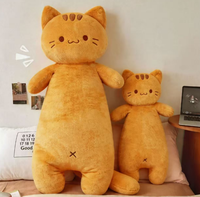 Coussin en forme de chat en gros, jouet en peluche chaton mignon, compagnon de sommeil moelleux, cadeau d'anniversaire, rembourré en coton PP 70/90/140cm